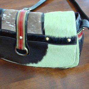 Claudia Roldani Italian Design Bag Multi Calf Hair Patent Leather. Rare.